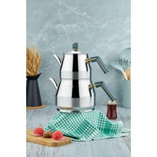 UltraMint Paslanmaz Çelik Aile Boy Çaydanlık Seti, 1,40 L Demlik ve 2,75 L Alt Hazne