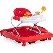 BABY2GO 2282 Royal Kırmızı Yürüteç Silikon Malzeme ile Müzikli ve Oyuncaklı Ön Panel Özellikli