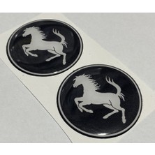 İşcan Motor Silikonlu Ferrari Logo Siyah (5x5 Cm) Ikili Damla Etiket Sticker