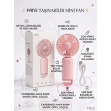 Fane Taşınabilir Mini Fan 4,5 W Güçlü Sessiz ve Şarj Edilebilir El Vantilatörü