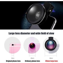 2’si 1 Arada Klipsli Telefon Kamera Lensi 0.45X Ultra Geniş Açı 10X Makro 37MM Evrensel 49MM Uv Port Siyah