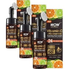 Wow Skin C Vitamini Yüz Yıkama Köpüğü Fırçalı Yüzde Doksan Sekiz Doğal Içerik Aydınlatıcı, Derin Temizlik, 150ML (3 Paketi)