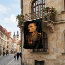 Punto Dizayn Üniformalı Gazi Mustafa Kemal Atatürk Poster Bayrak Premium Raşel Kumaş Ata9
