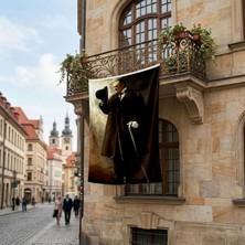 Punto Dizayn Bastonlu Atatürk Portresi Poster Bayrak Premium Raşel Kumaş ATA78