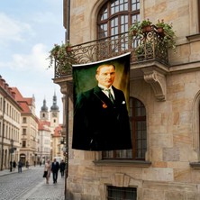 Punto Dizayn Başkumandan Gazi Mustafa Kemal Atatürk Poster Bayrak Premium Raşel Kumaş Ata7