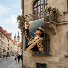 Punto Dizayn Göğe Bakan Atatürk.atatürk Portresi Poster Bayrak Premium Raşel Kumaş ATA73