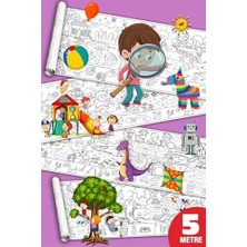 Sinaticaret Saklı Nesneler Boyama Kağıdı Rulosu, Dev Boy, 45 cm x 5 Metre, Keşif Temalı, Çocuklar Için