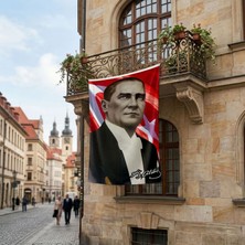 Punto Dizayn Sivil Mustafa Kemal Atatürk Ay-Yıldız Poster Poster Bayrak Premium Raşel Kumaş ATA19