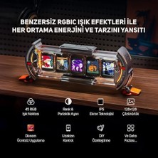 Times Gate Art Bilgilendirici Ekran, Wıfı 5 Adet 128 * 128 IPS Ekran, LED Dijital Saat Işıkları Oyun Odası Masa Kurulumu Dekorasyonu Için App Kontrollü Dekoratif (Gri)