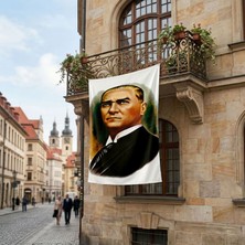 Punto Dizayn Mustafa K. Atatürk Portresi Poster Bayrak Premium Raşel Kumaş ATA12