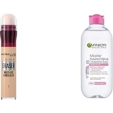 New York Anti Age Eraser Kapatıcı, 01 Light, 6.8 ml + Skin Naturals Micellar Kusursuz Makyaj Temizleme Suyu (400 Ml)