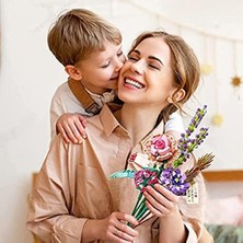 Çiçek Buketi Yapı Seti, Yapay Gül Çiçekleri Yapı Taşları, Kendin Yap Benzersiz Dekorasyon Ev, Botanik Koleksiyonu (547 Adet (Lavanta/gül/ortanca/kamelya))