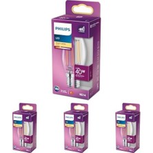 LED 40W B35 LED Mum Filament Ampul, 2700K Sarı Işık, E14 Ince Duy, Dim Edilmez 4lü Paket