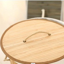 El Yapımı Hasır Katlanır Çamaşır Sepeti Yuvarlak 55 Litre (35CM*35CM*61CM), Doğal Malzemeden Üretilmiş Çamaşırlık (Naturel)