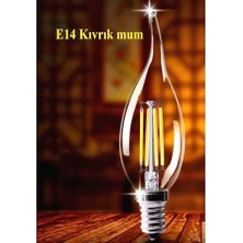 Rustik LED Ampul 4W E14 Ince Duy Dimmerli Gün Işığı 3200K 10 Adet Lambam ERD23KIVRIK Mum Ampul
