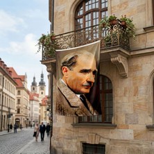 Punto Dizayn Sivil Gazi Mustafa Kemal Atatürk Yan Portre Poster Bayrak Premium Raşel Kumaş Ata8