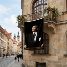 Punto Dizayn Istikbal Göklerdedir Atatürk Portresi Poster Bayrak Premium Raşel Kumaş ATA10