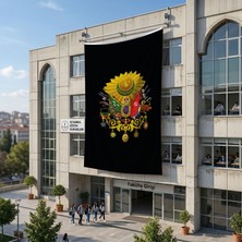 Punto Dizayn Siyah Osmanlı Arması Bayrağı 140GR Premium Raşel Kumaş 6x9 Metre