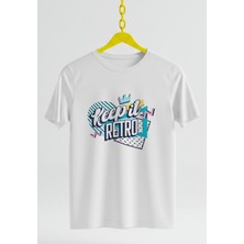 Ontunew Keep It Retro Baskılı Retro Vintage Standart Kalıp Bisiklet Yaka Pamuklu Kadın ve Erkek Tshırt