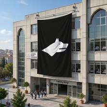 Punto Dizayn Siyah Beyaz Göktürk Bayrağı 140GR Premium Raşel Kumaş 6x9 Metre
