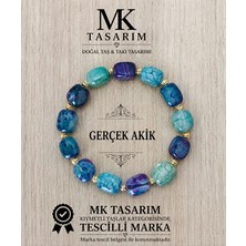 Mk Tasarım Gerçek Akik Taşı Bileklik MK.7000.821- Rahatlık-Dinginlik-Enerji- Stres Bilekliği