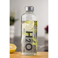 Sepetopia H2O Borosilikat Cam Matara Vakum Kapaklı Su Şişesi Suluk Gri 1000 ml