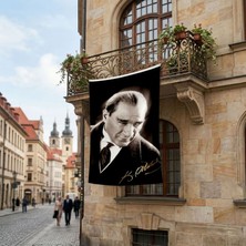 Punto Dizayn Mustafa Kemal Atatürk Altın İmzalı Poster Poster Bayrak Premium Raşel Kumaş ATA42