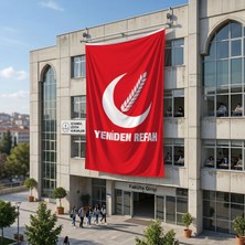 Punto Dizayn Yeniden Refah Partisi Kırmızı Bayrak 140GR Premium Raşel Kumaş 6x9 Metre