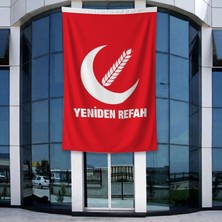 Punto Dizayn Yeniden Refah Partisi Kırmızı Bayrak 140GR Premium Raşel Kumaş 400X600CM
