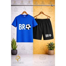 Sinrez Bisiklet Yaka Çocuk Bro Top Yazı Byz Baskılı Tişört - Şort Takım