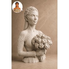 Layerart Atelier Kişiye Özel Fotoğraftan Heykele Parametrik Gelin Büstü 25CM - Parametrik Ahşap Heykel