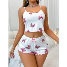 Bnchic Kadın Fiyonklu Beyaz Şortlu Pijama Takımı