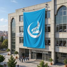 Punto Dizayn Mavi Bozkurt Hilal Bayrağı 140GR Premium Raşel Kumaş 6x9 Metre