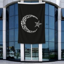 Punto Dizayn Ay Yıldız Besmele ve Kelime-I Tevhid Bayrağı 140GR Premium Raşel Kumaş 400X600CM