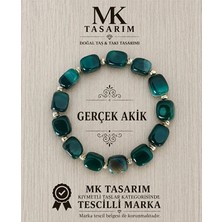 Mk Tasarım Gerçek Akik Taşı Bileklik MK.7000.820- Rahatlık-Dinginlik-Enerji- Stres Bilekliği