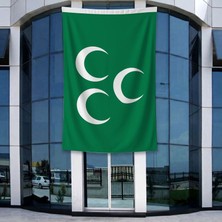 Punto Dizayn Yeşil Üç Hilal Osmanlı Imparatorluğu Bayrağı 140GR Premium Raşel Kumaş 400X600CM