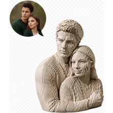 Layerart Atelier Kişiye Özel Fotoğraftan Heykele Parametrik Romantik Çift Büstü 25CM – Katmanlı Parametrik Modern Büst