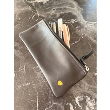 Pinkylola Design Solo Model Siyah Hakiki Deri Kalpli Kalemlik /mini Makyaj Çantası