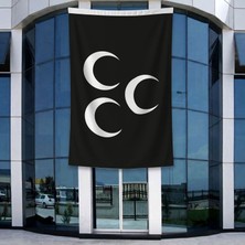 Punto Dizayn Siyah Üç Hilal Bayrak 140GR Premium Raşel Kumaş 400X600CM
