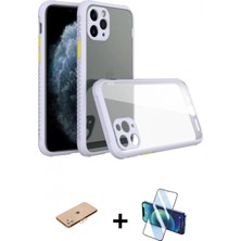 İlk El Grup Pilelistore™ iPhone 11 Pro Max Kılıf Nova Asil Özel Seri - Siyah 3D Antistatik Cam Ekran Koruyucu + Renkli Kamera Lens Koruma Cam - Tu