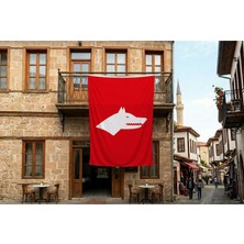 Punto Dizayn Kırmızı Göktürk Bayrağı 140gr Premium Raşel Kumaş 300x450cm