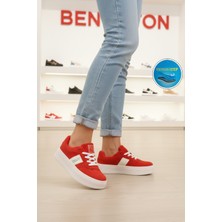 United Colors Of Benetton Kırmızı Hafızalı Taban Keten Bağcıklı Kadın Sneaker BNI-11241 Z
