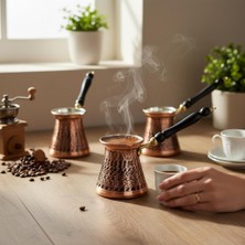 UltraMint Bakır 3'lü Kumlama Işleme Klasik Cezve Seti