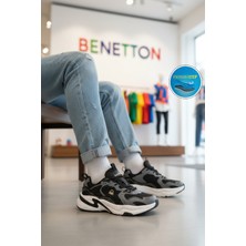 United Colors Of Benetton Siyah Beyaz Bağcıklı Memory Foam Unisex Spor Ayakkabı BNI-12089 M