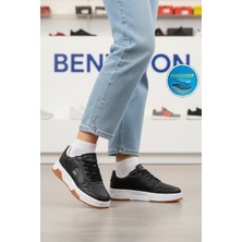 United Colors Of Benetton Siyah Beyaz Bağcıklı Cilt Memory Foam Unisex Spor Ayakkabı BNI-11220 G