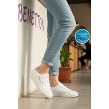 United Colors Of Benetton Beyaz pudra Bağcıklı Kadın Sneaker BNI-10102 Z