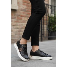 United Colors Of Benetton Siyah Beyaz Bağcıklı Kadın Sneaker BNI-12132 G