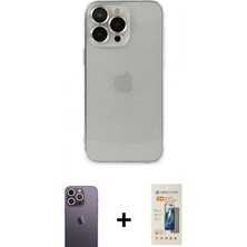 İlk El Grup Pilelistore™ iPhone 13 Pro Max Kılıf Ufuk Minimal Özel Seri - Siyah 6d Mat Seramik Hayalet Nano Ekran Koruyucu + Neon Fosforlu Kamera Lens - Bz
