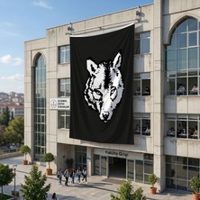 Punto Dizayn Bozkurt Siyah Bayrak 140gr Premium Raşel Kumaş 6x9 metre