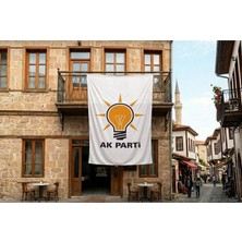 Punto Dizayn Beyaz Ak Parti Bayrağı 140GR Premium Raşel Kumaş 300X450CM